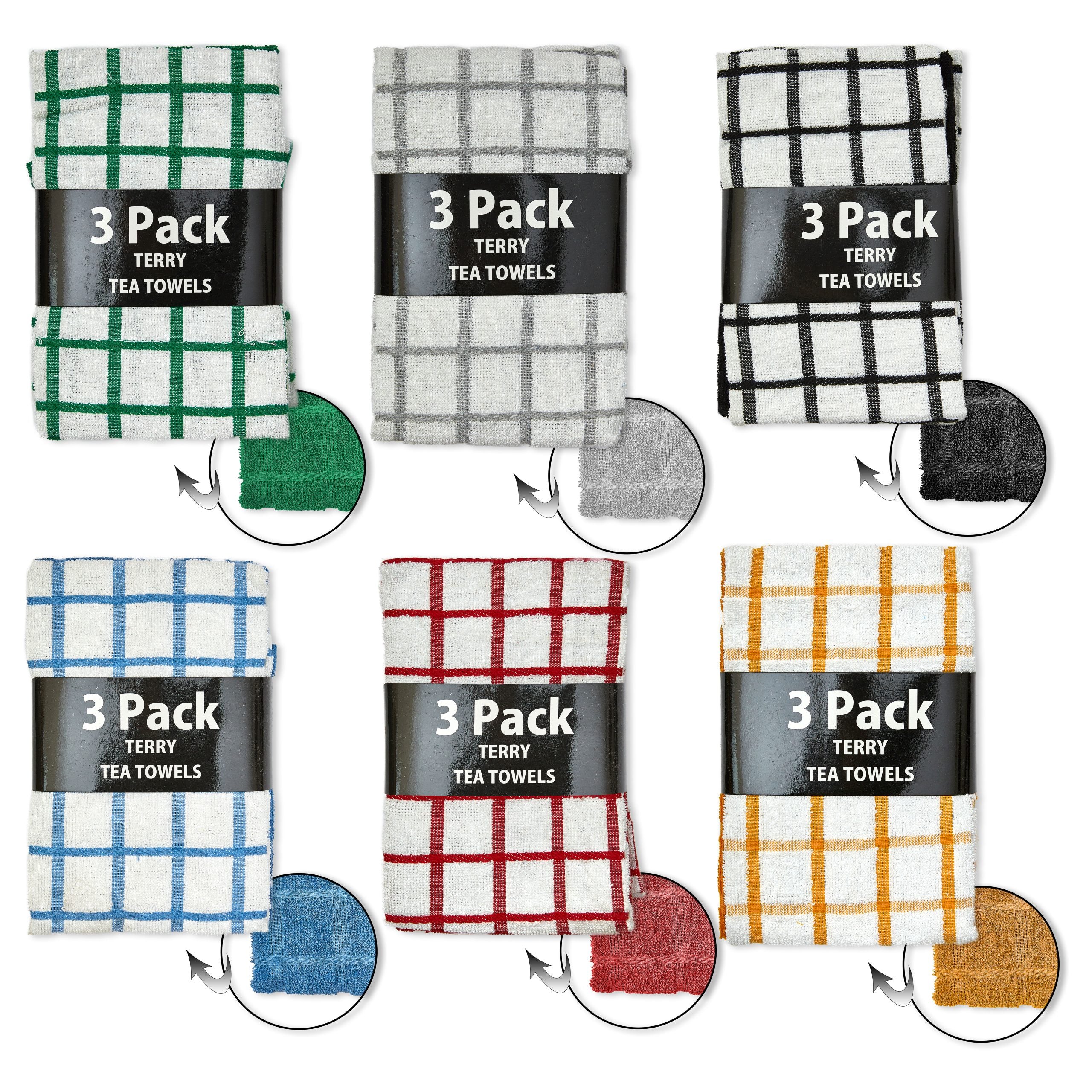 Check Terry Kitchen Tea Towels | 3 Pack