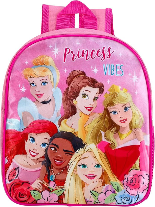 Disney Princess Vibes Kids Backpack Kumperi Pink School Bag Girls 30x25x9cm Cinderella Belle Ariel