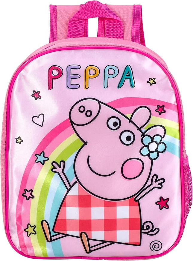 Peppa Pig Kids Backpack Kumperi Pink Rainbow School Bag Girls 30x25x9cm