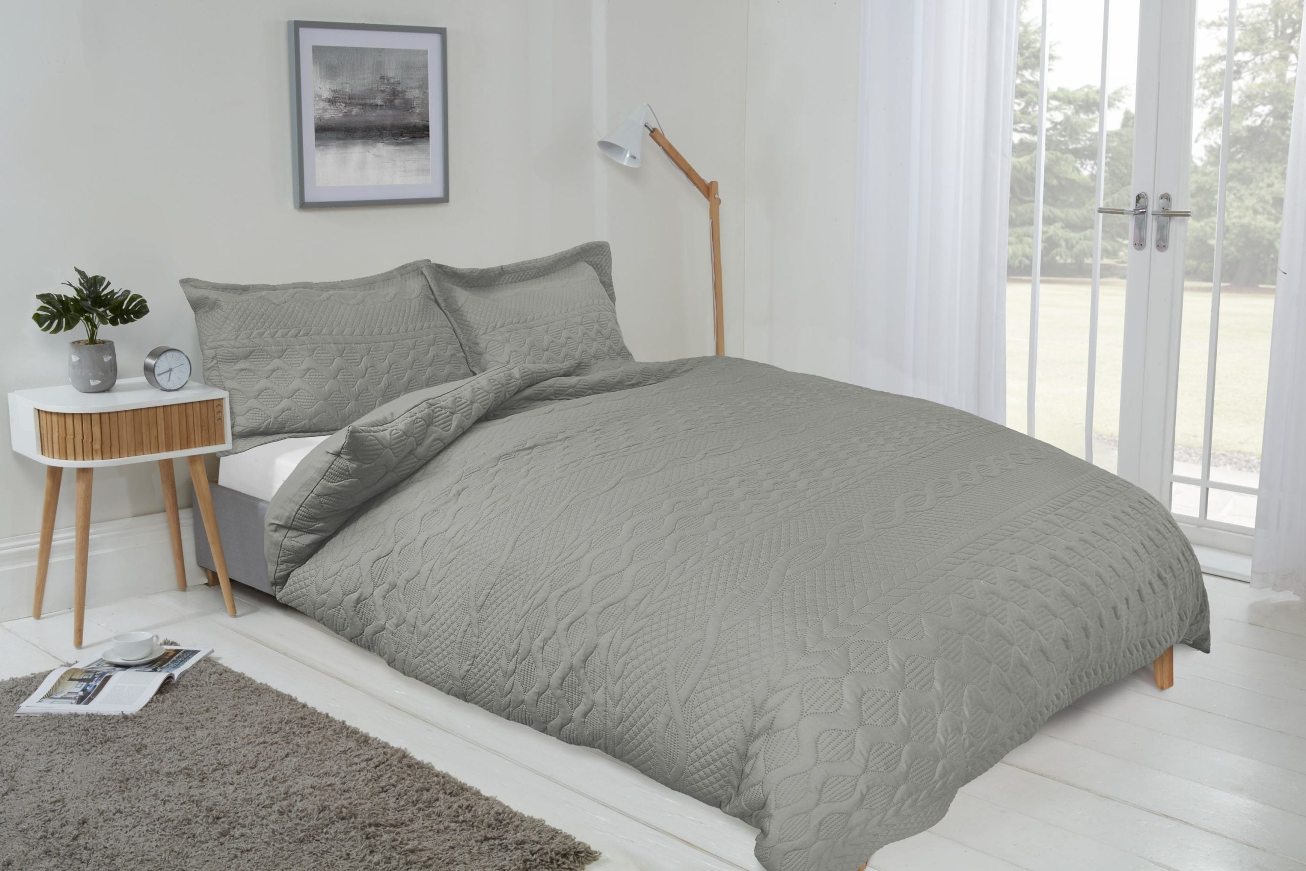 Aran Luxury Quilted Duvet Cover Set | Silver | King & Double | Kumperi