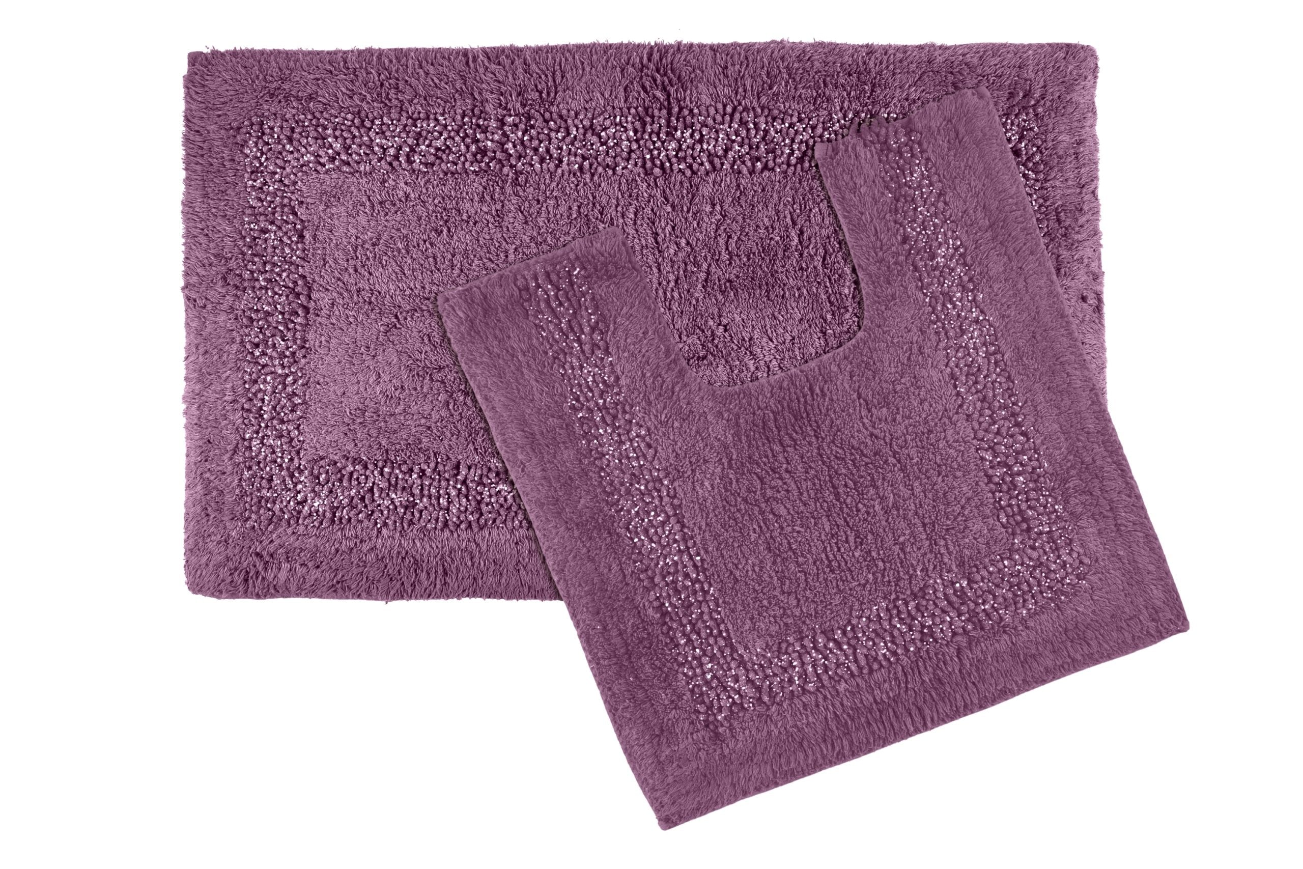 Brillare Bath Mat and Pedestal Set Aubergine | Kumperi | 2 Piece | 100% Cotton 