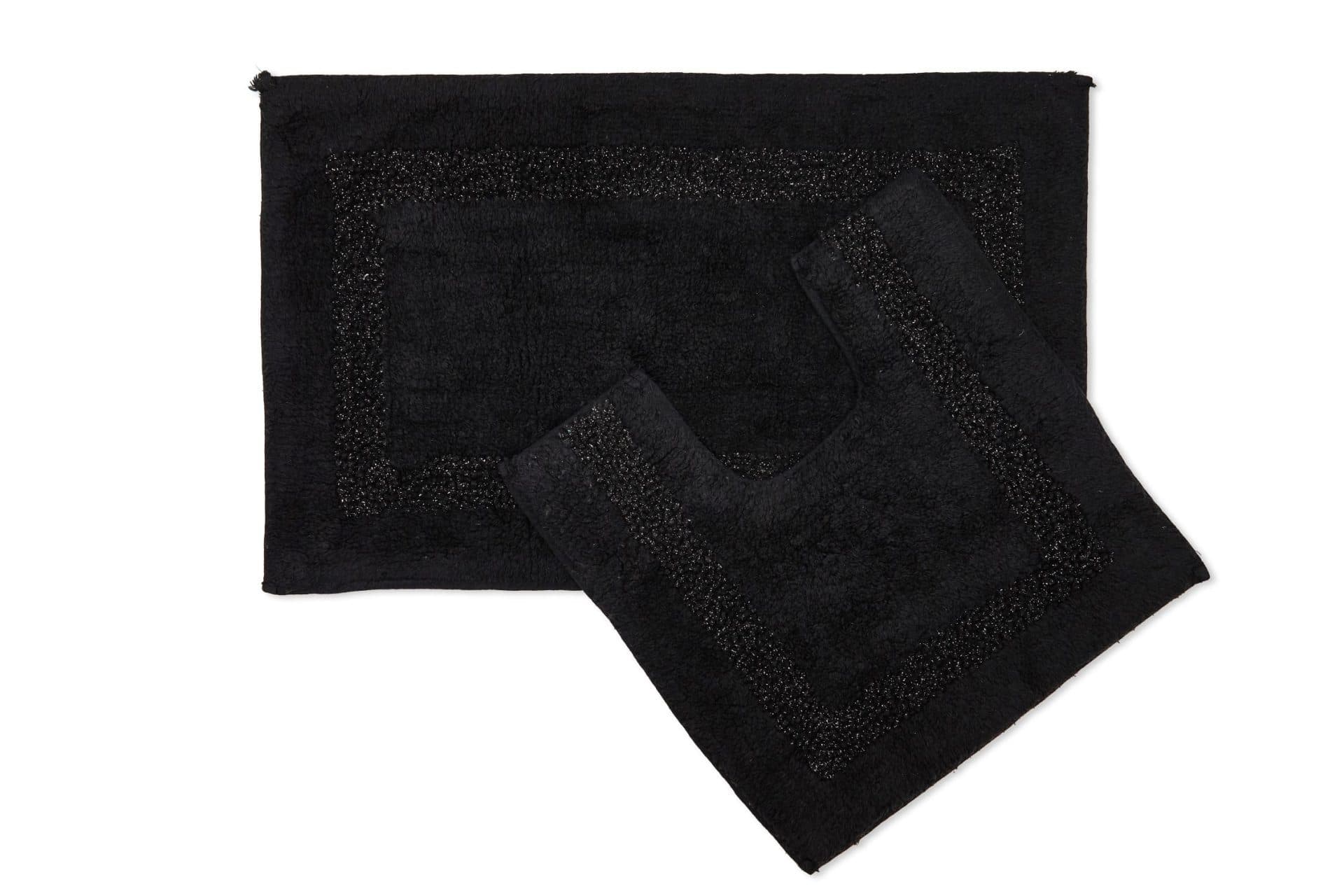 Brillare Bath Mat and Pedestal Set Black | Kumperi | 2 Piece | 100% Cotton 