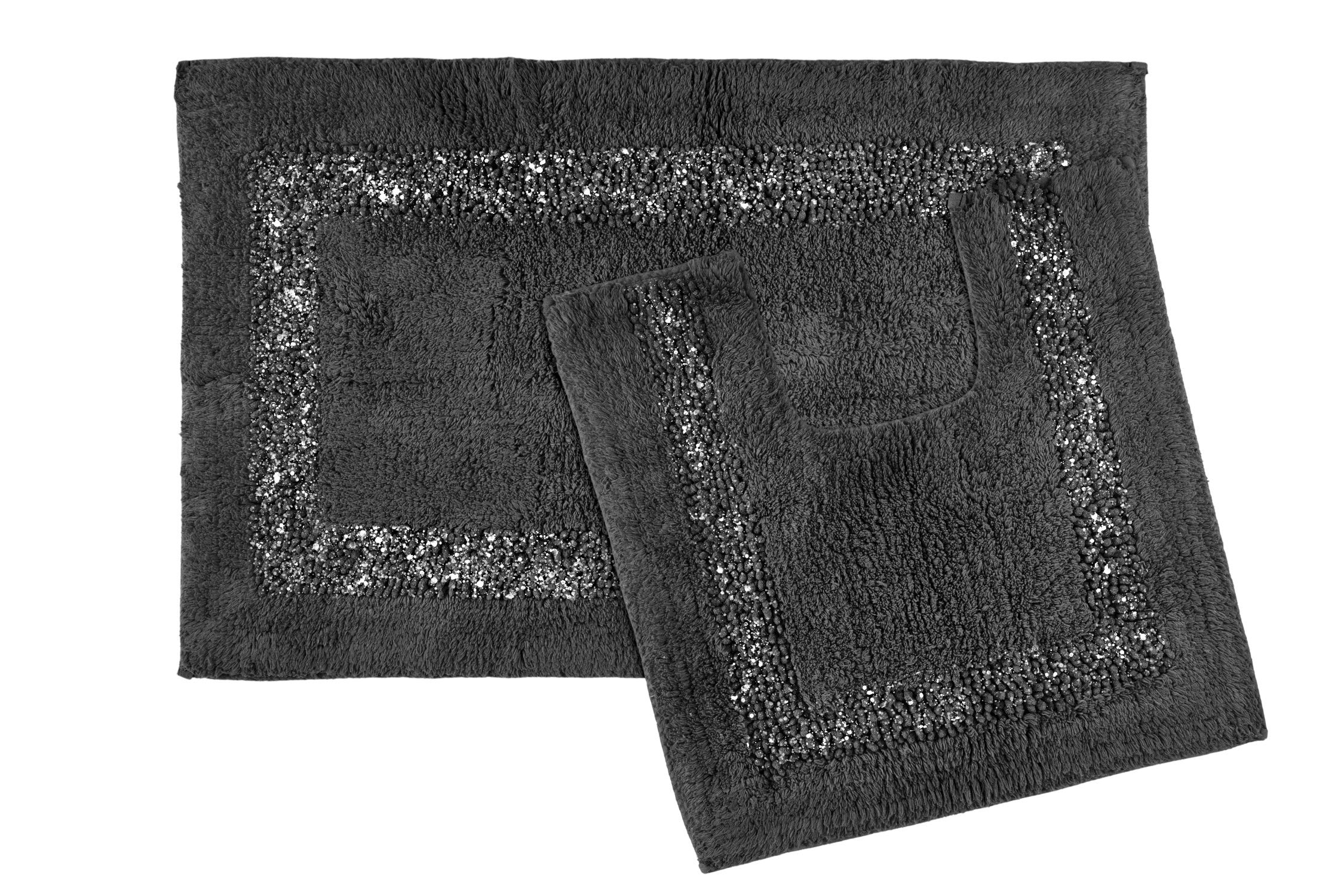 Brillare Bath Mat and Pedestal Set Charcoal | Kumperi | 2 Piece | 100% Cotton 