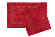 Brillare Sparkle Trim Bath Mat and Pedestal Set Red | Kumperi | 2 Piece | 98% Cotton 