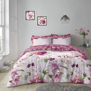 Snoozeville Pink Floral Lily King Duvet Cover Set | 3 Piece Bedding | Kumperi
