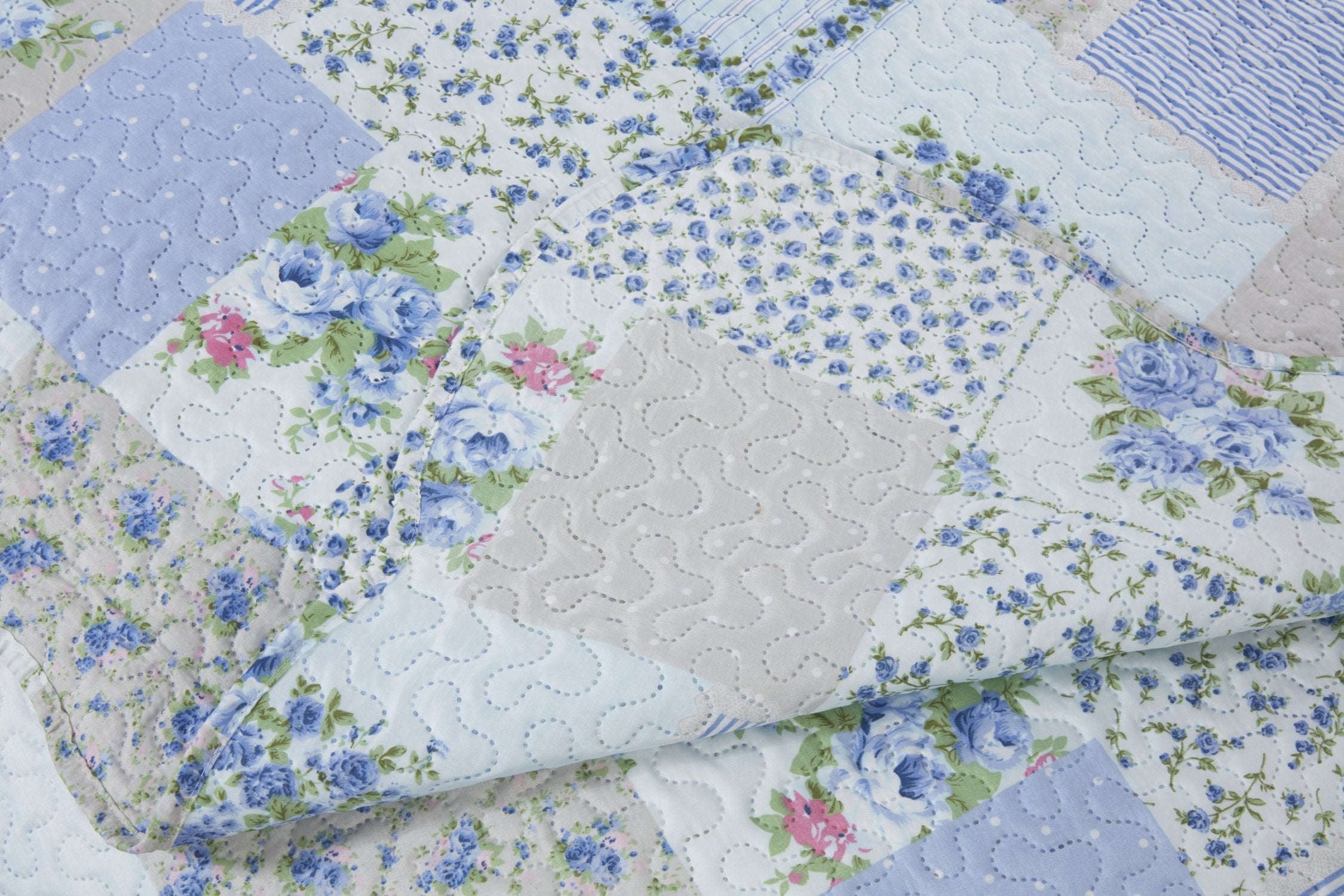 Hathaway Cotswold Luxury Quilted Bedspread Set Blue