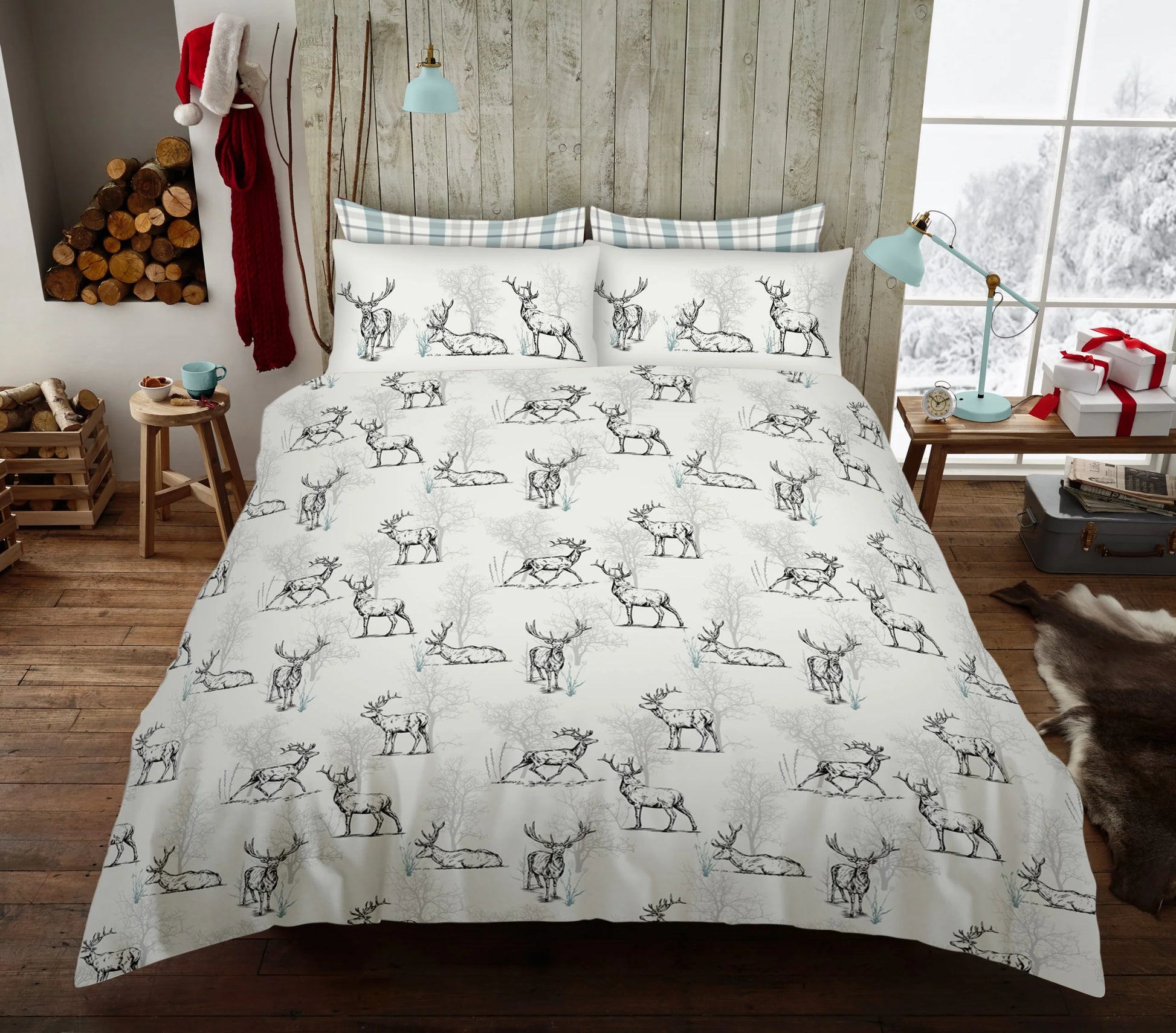 Gaveno Cavailia Darlington Stag King Duvet Cover Set | Natural Grey | Kumperi