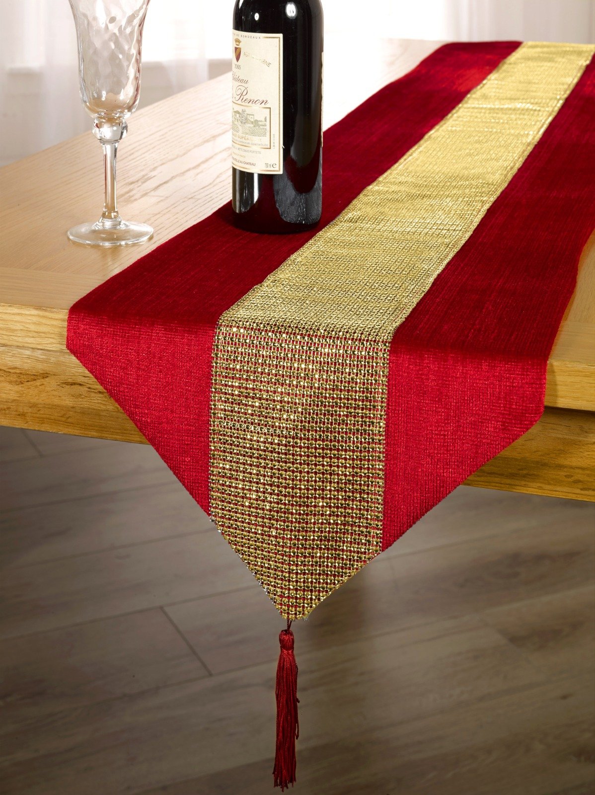 Eclat Diamante Table Runner | Red Gold | 33x182cm | Kumperi