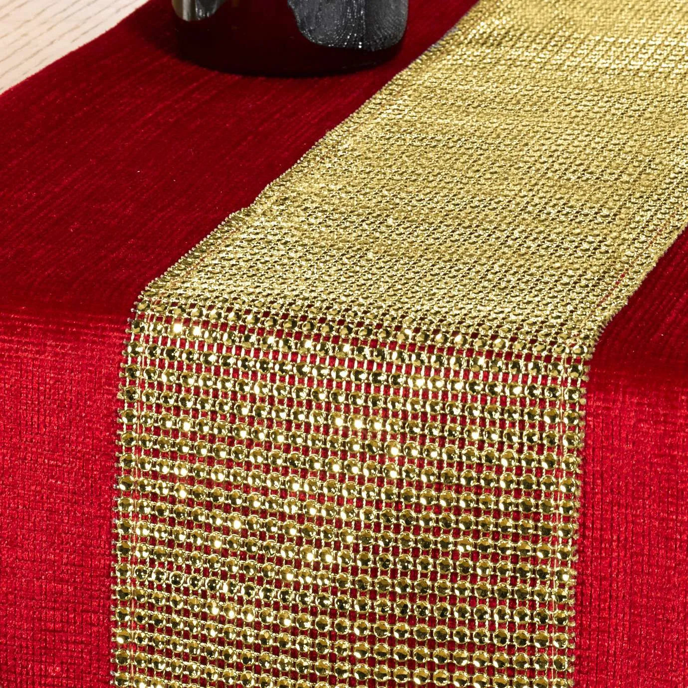 Eclat Diamante Table Runner | Red Gold | 33x182cm | Kumperi
