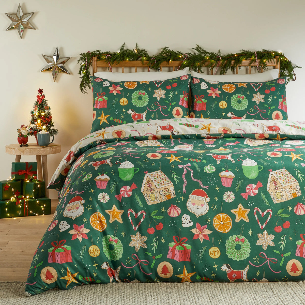 Emerald Festive Treats Reversible Duvet Cover Set