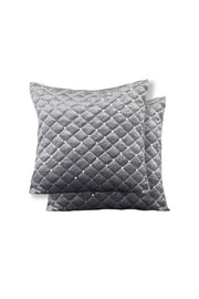 Glamour Quilted Sequin Velvet Cushion Cover | Silver | 43x43cm | Kumperi