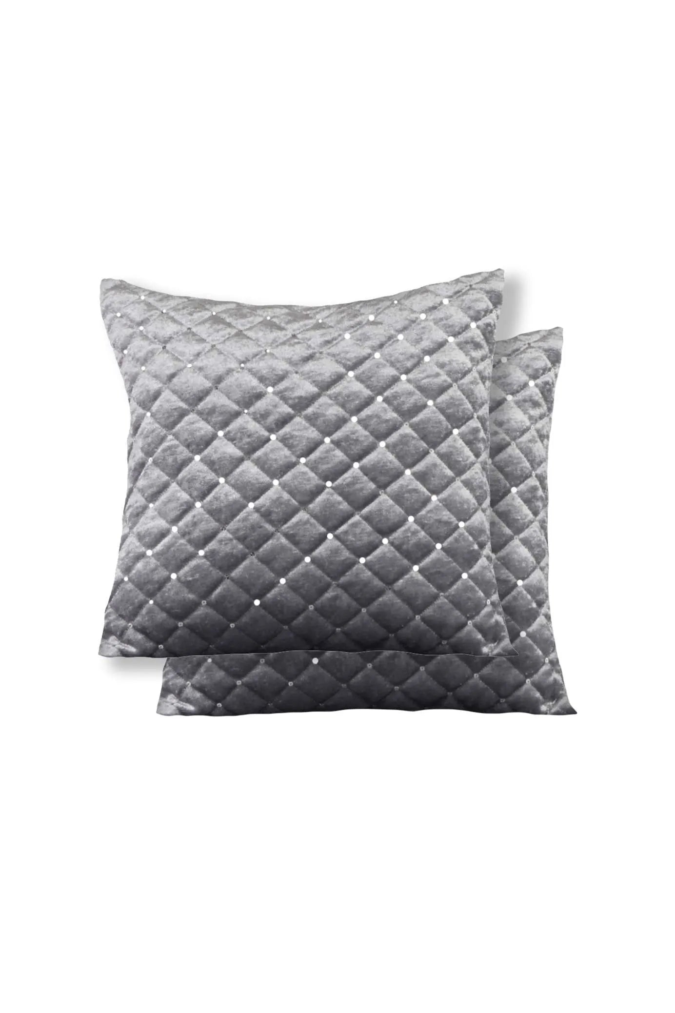 Glamour Quilted Sequin Velvet Cushion Cover | Silver | 43x43cm | Kumperi