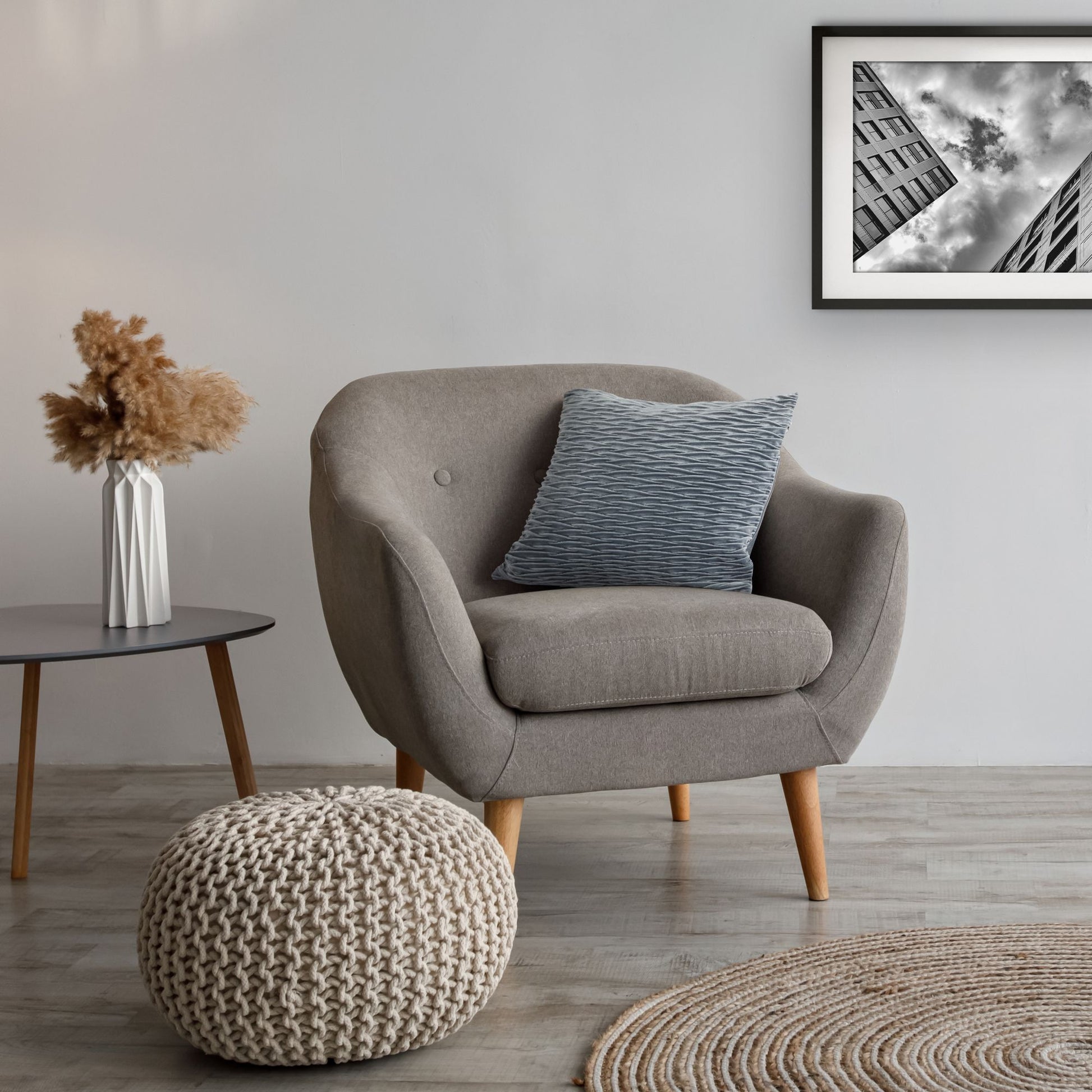 Henley Velvet Cushion Cover | Grey | 43x43cm | Wave Quilted | Kumperi