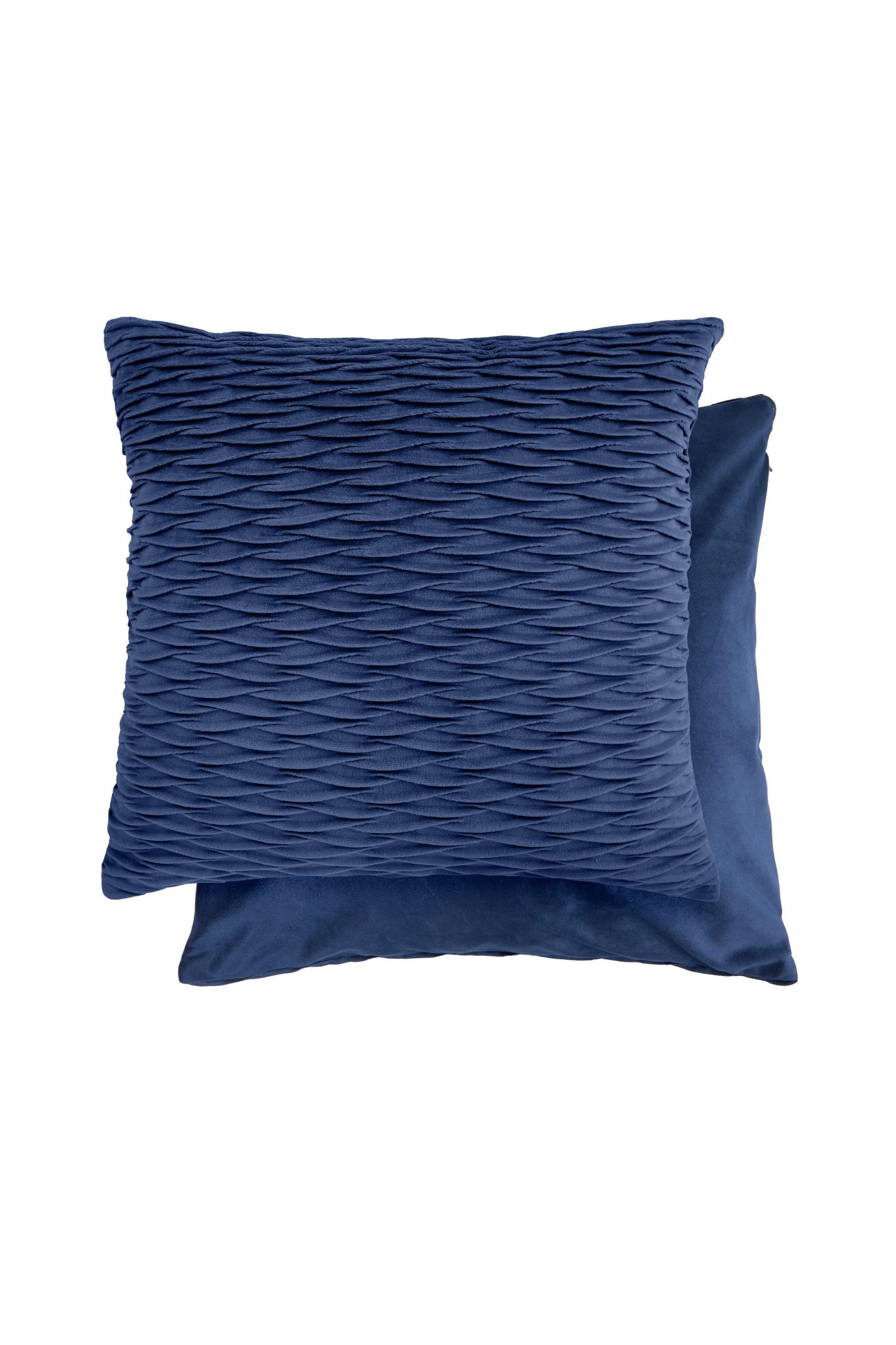 Henley Velvet Cushion Cover | Navy | 43x43cm | Wave Quilted | Kumperi