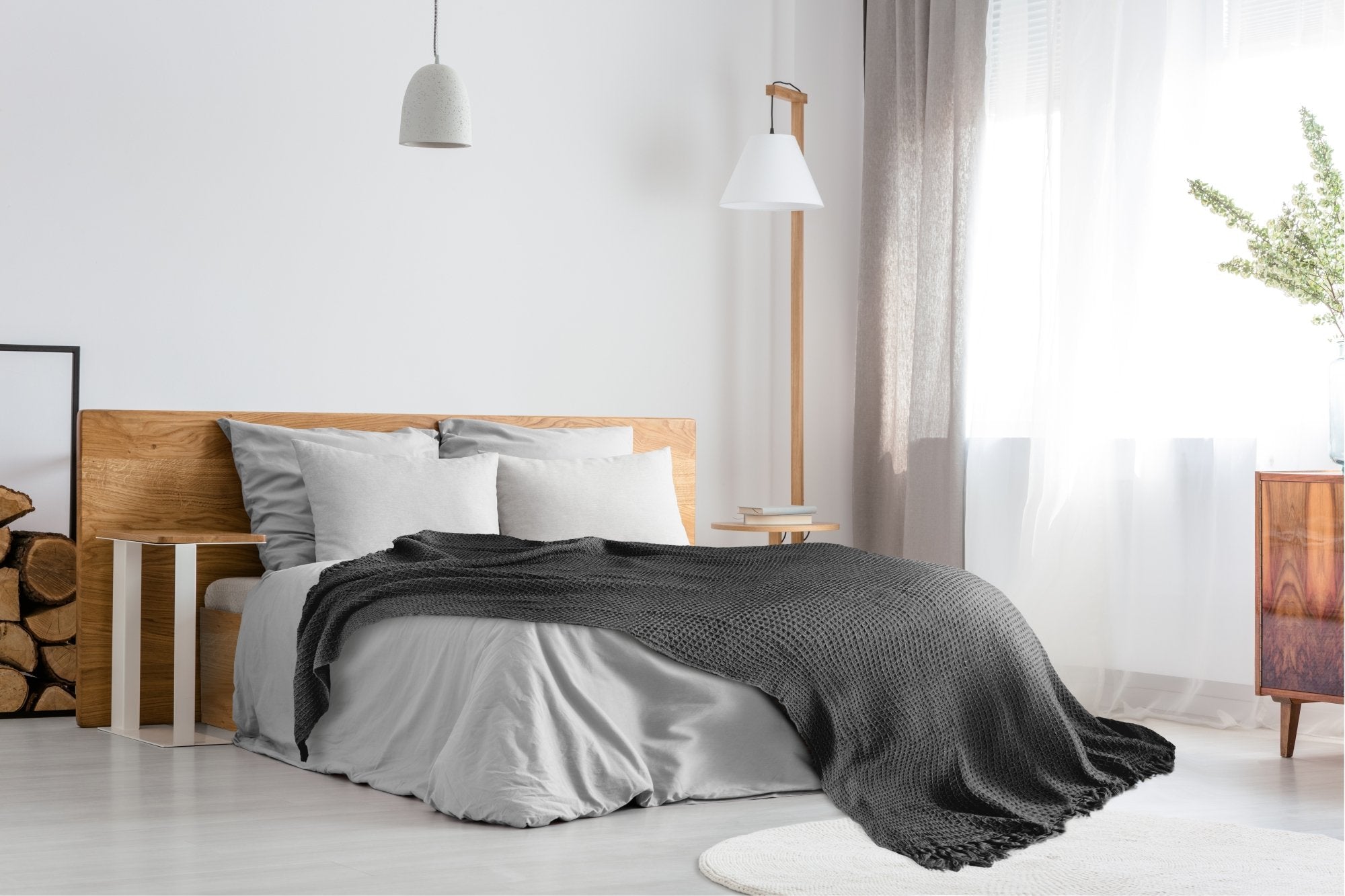 Honeycomb Throw | Charcoal | 177x254cm | 100% Recycled Cotton | Kumperi