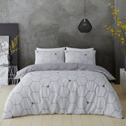 Gaveno Cavailia Bee Happy King Duvet Cover Set | Grey Honeycomb | Kumperi