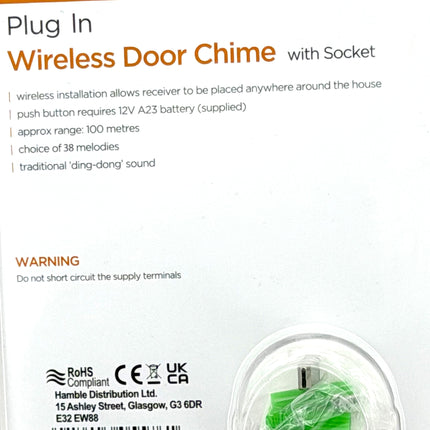 Kingavon Plug-In Wireless Door Chime – 38 Melodies, 100m Range, Kumperi