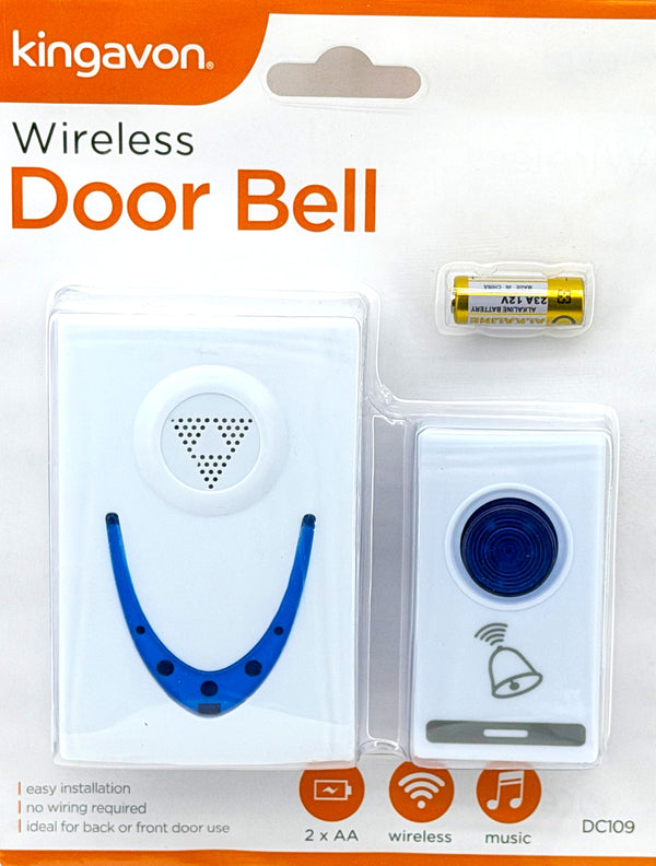 Kingavon Wireless Door Bell DC109 | 38 Melodies | 80m Range | Battery Operated - Kumperi