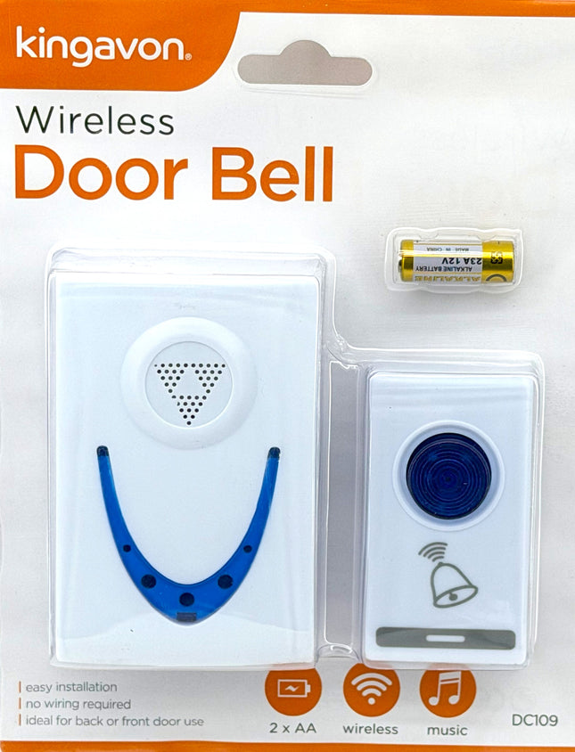 Kingavon Wireless Door Bell DC109 | 38 Melodies | 80m Range | Battery Operated - Kumperi