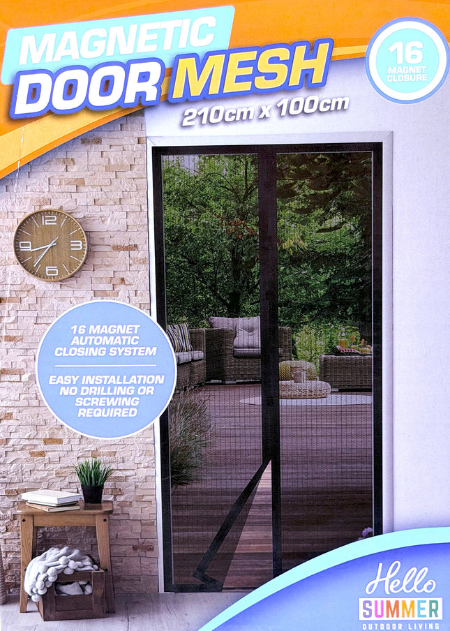 Hello Summer Black Magnetic Door Mesh 210cm x 100cm - Kumperi | 16 Magnet Closure |Easy No-Drill Installation