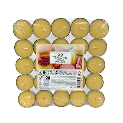 25 Petali Vanilla Macarons Tealights Pack - Scented Tea Light Candles | Sweet Vanilla