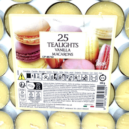 25 Petali Vanilla Macarons Tealights Pack - Scented Tea Light Candles | Sweet Vanilla