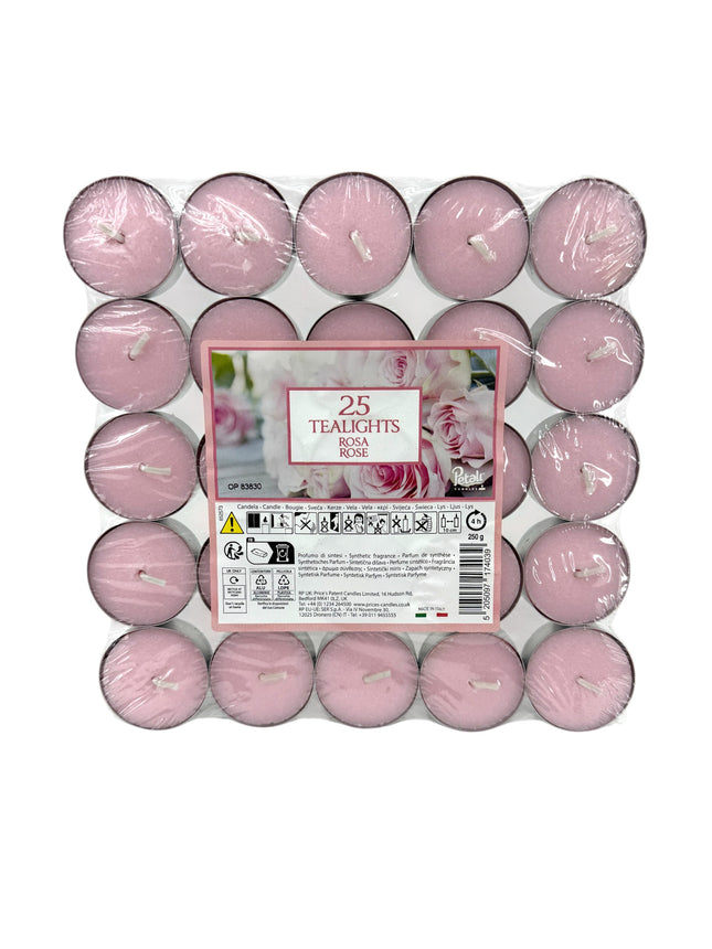 25 Petali Rose Tealights Pack - Scented Tea Light Candles | Romantic Rose Fragrance - Kumperi