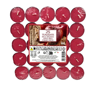 25 Apple Spice Tealights Pack - Scented Tea Light Candles | Warm Spiced Apple - Kumperi