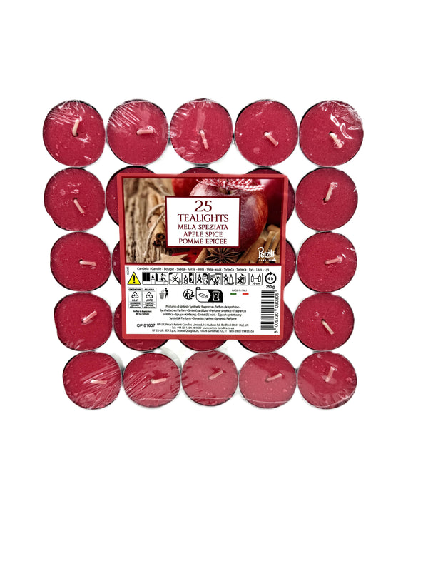 25 Apple Spice Tealights Pack - Scented Tea Light Candles | Warm Spiced Apple - Kumperi