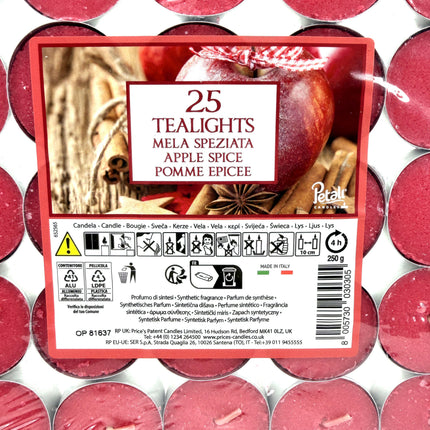 25 Apple Spice Tealights Pack - Scented Tea Light Candles | Warm Spiced Apple - Kumperi