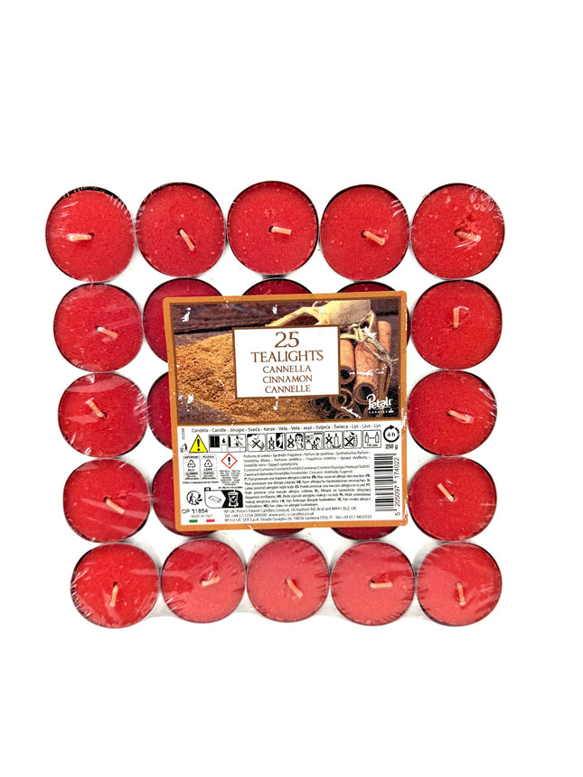 25 Petali Cinnamon Tealights Pack - Scented Tea Light Candles | Warm Spice Fragrance | Kumperi