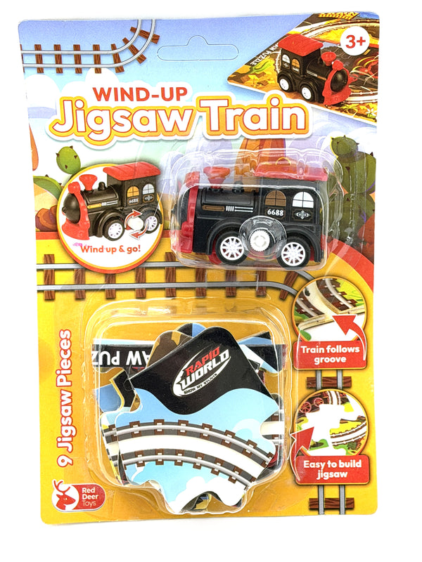 Wind-Up Jigsaw Train with Locomotive 9 Pieces Kumperi Interactive Railway Puzzle Ages 3+
