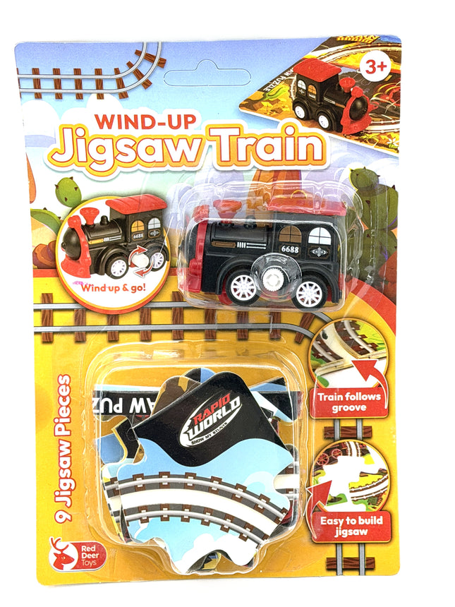 Wind-Up Jigsaw Train with Locomotive 9 Pieces Kumperi Interactive Railway Puzzle Ages 3+