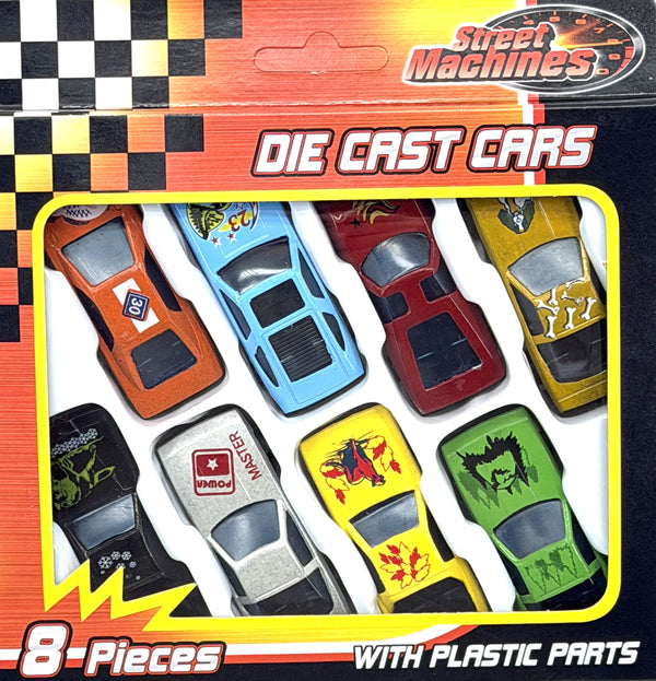 Street Machines Die Cast Cars 8 Pack Kumperi Metal Racing Vehicles Assorted Colours Kids