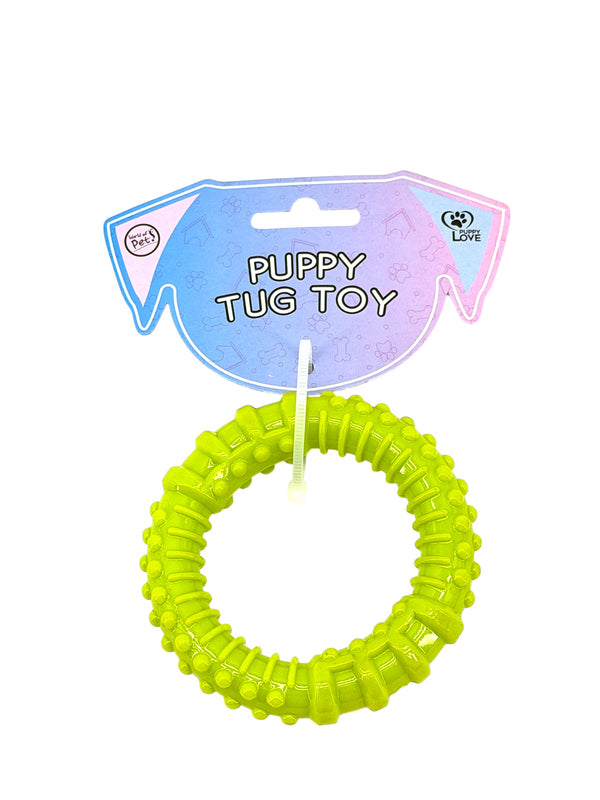 Puppy Tug Toy Green Textured Ring 9cm Diameter Interactive Dog Toy for Puppies That Love to Play | Kumperi