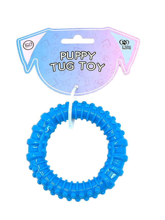Puppy Tug Toy Blue Textured Ring 9cm Diameter Interactive Dog Toy for Puppies That Love to Play | Kumperi