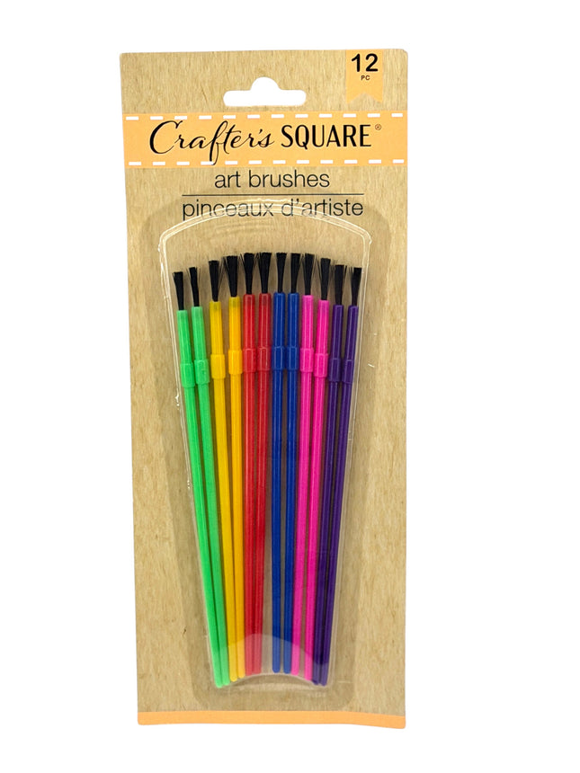 Crafter's Square Art Brushes 12 Piece Set Kumperi Colourful Handles Black Bristles
