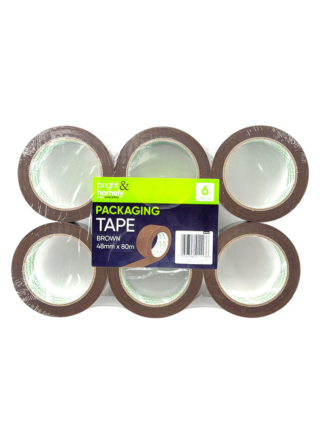 Bright & Homely Brown Packaging Tape 6 Pack Kumperi 48mm x 80m Strong Reliable Parcel Tape