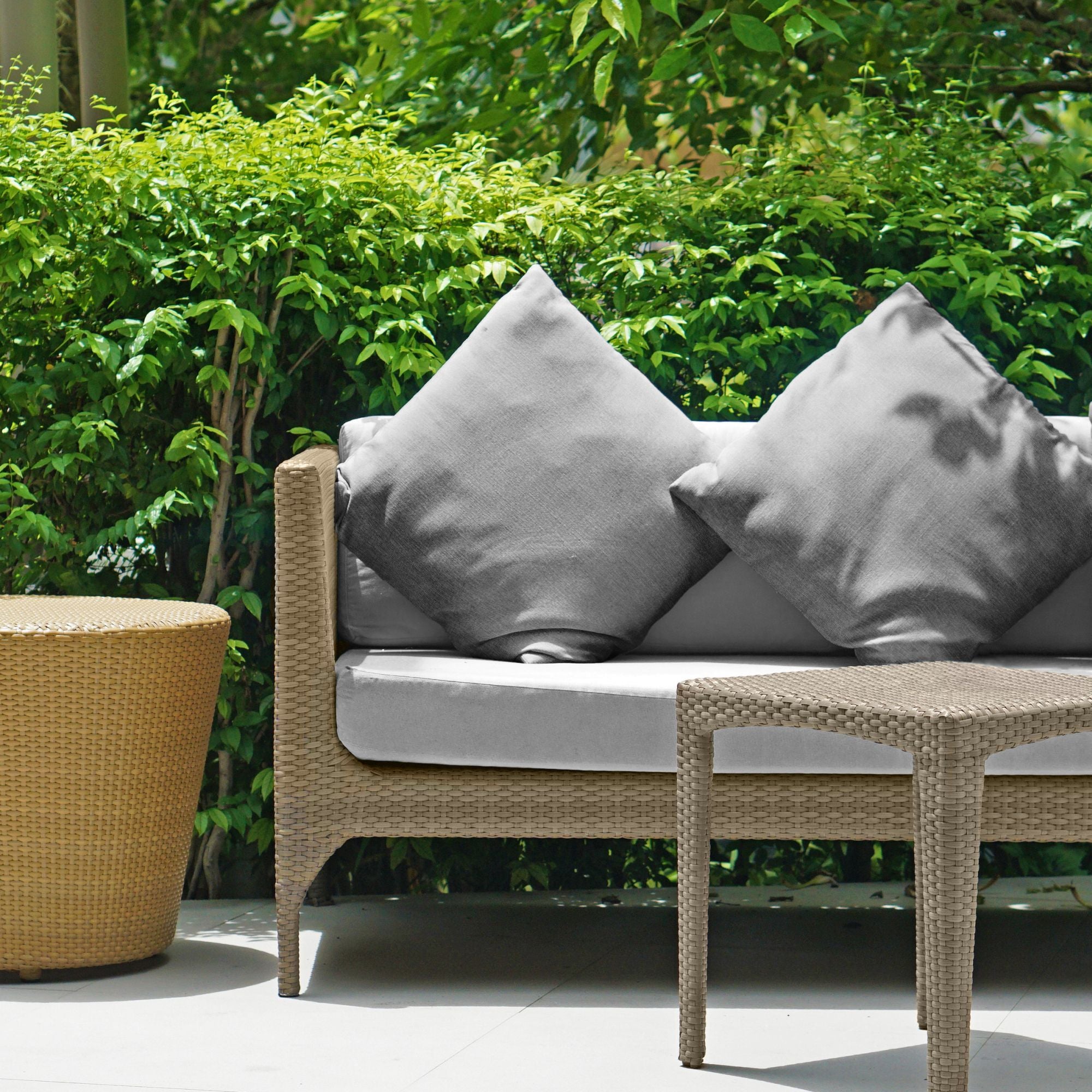 Waterproof Linen Look Square Cushion Cover Silver Grey 43x43cm Indoor Outdoor | Kumperi
