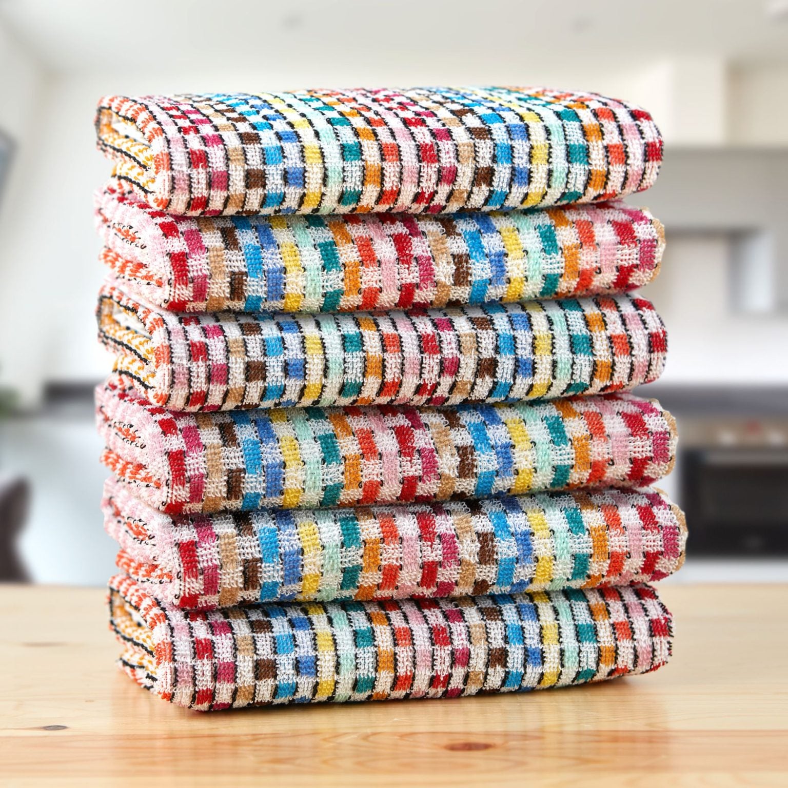 Jazz Kitchen Tea Towels Multi | 6 Pack | 45x65cm | 100% Cotton | Kumperi