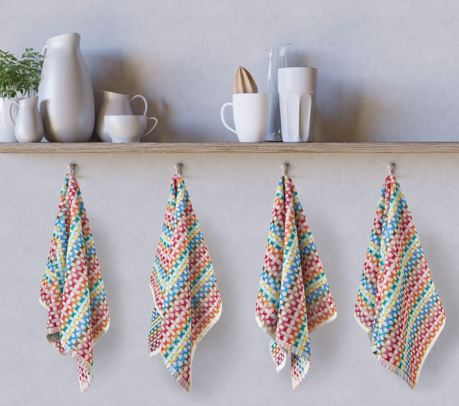 Jazz Kitchen Tea Towels Multi | 6 Pack | 45x65cm | 100% Cotton | Kumperi