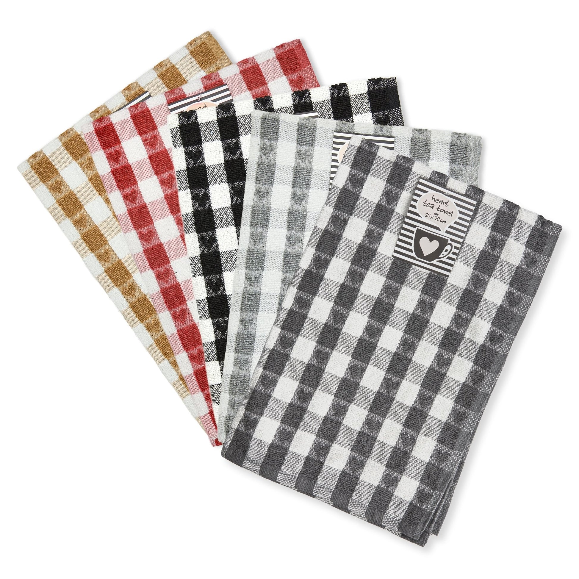 Hearts Gingham Terry Tea Towel 50x70cm