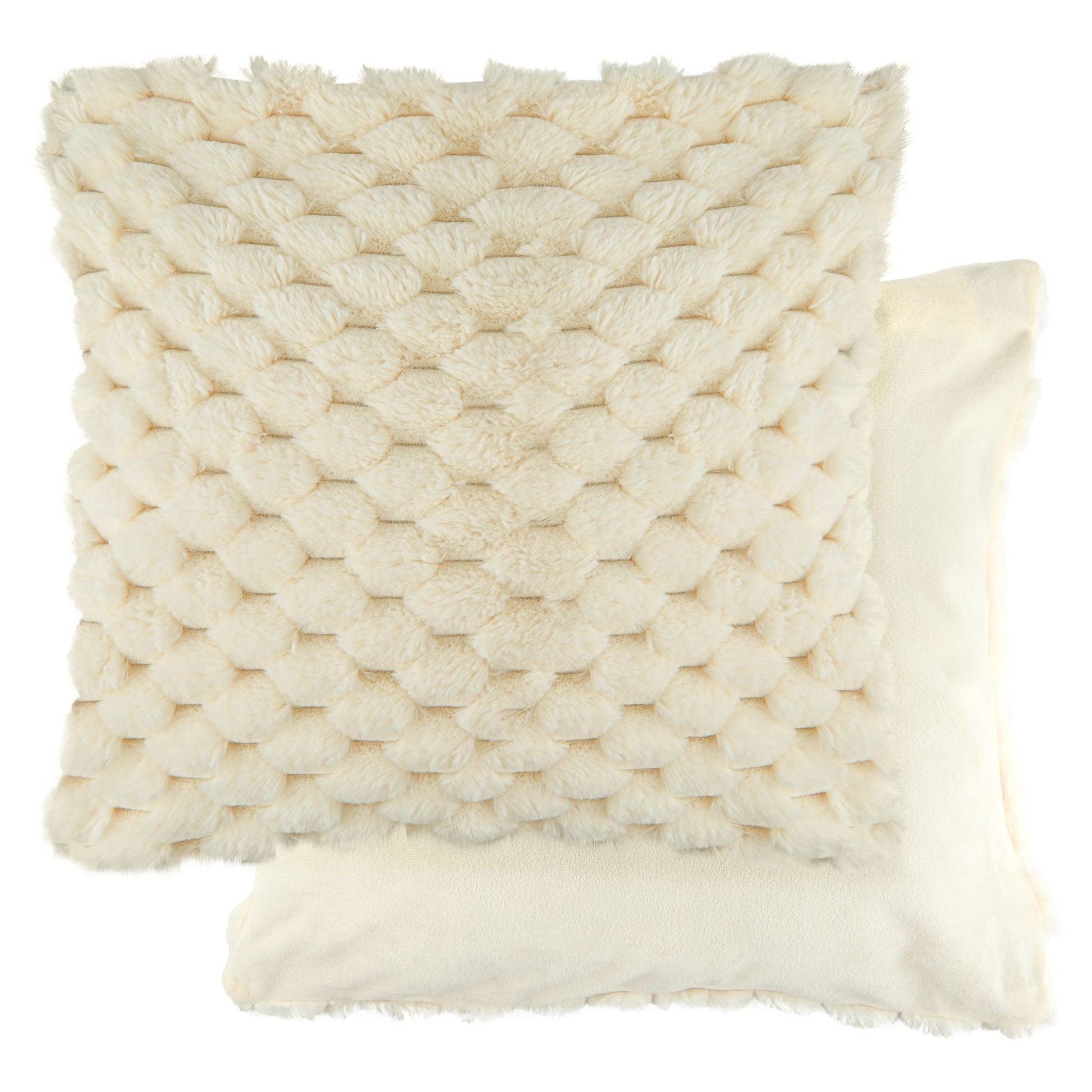 Lush Luxury Faux Fur Cushion Cover | Cream | 43x43cm | Kumperi