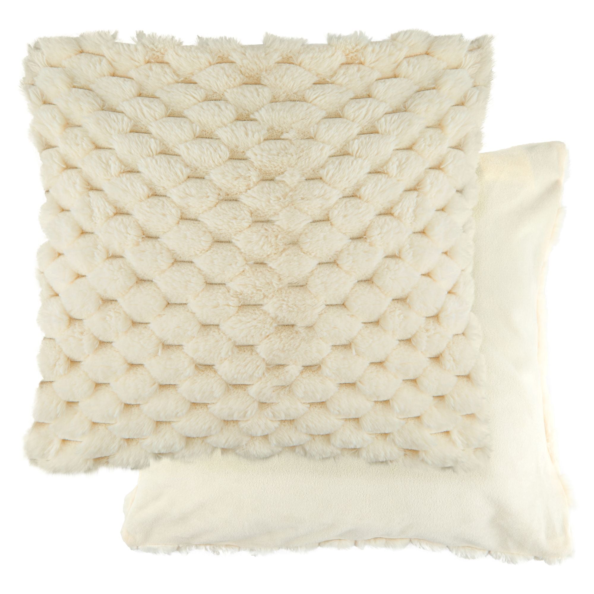 Lush Luxury Faux Fur Cushion Cover | Cream | 43x43cm | Kumperi