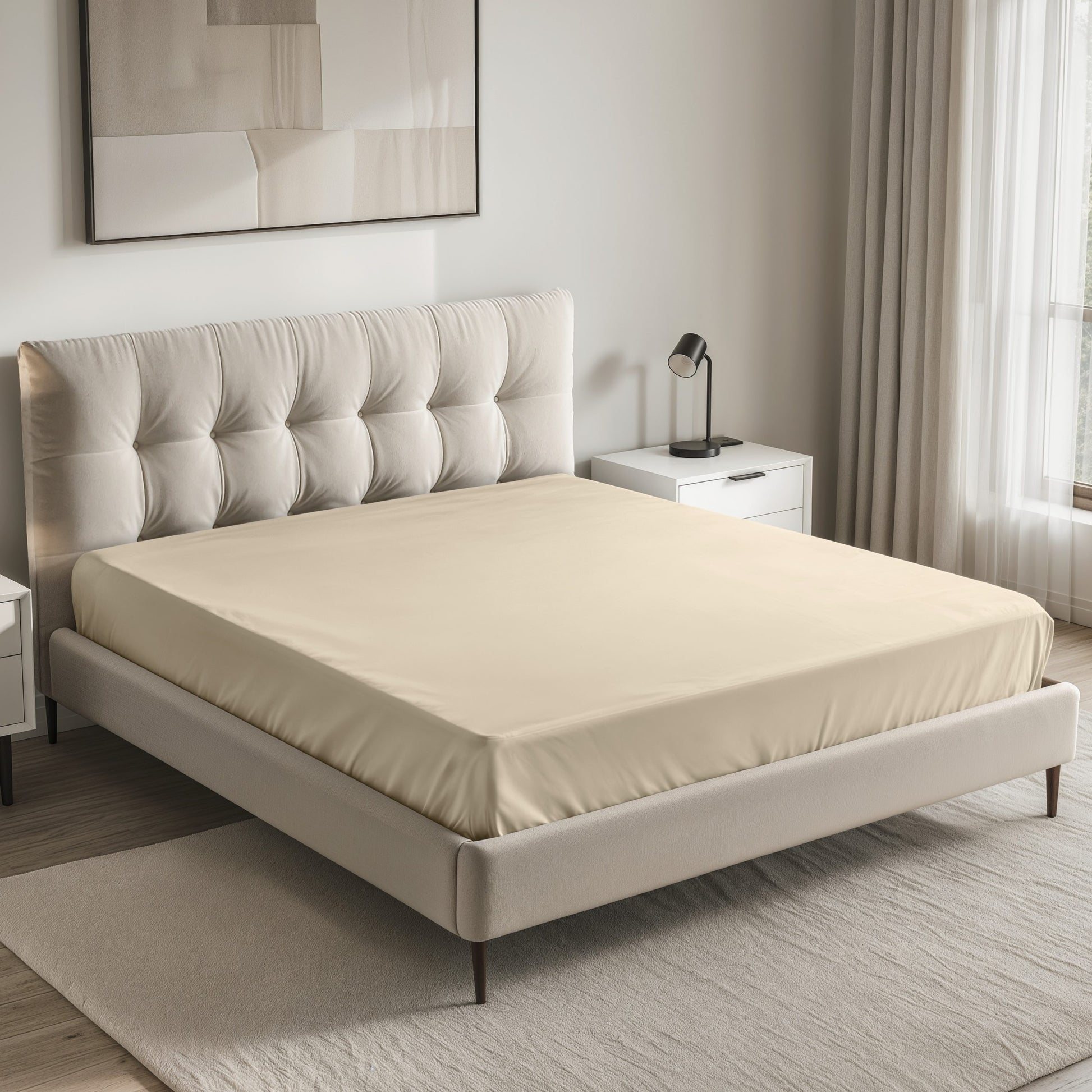 Lyla Fitted Sheet | Stone | Available Now | Non Iron | Kumperi