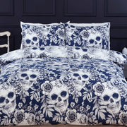 Rapport Gothic Skulls King Duvet Cover Set | Navy Floral | Kumperi
