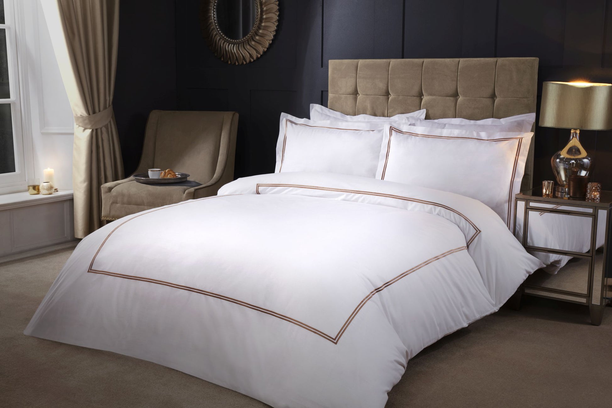 Mayfair Luxury Duvet Cover Set | Taupe | Oxford Pillowcases | King & Double | Kumperi