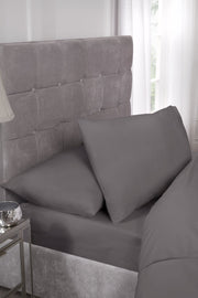 Pure Collection 180TC Percale Housewife Pillowcase Pair Grey | Kumperi | 50x75cm | Easy Care 