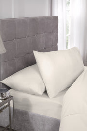 Pure Collection 180TC Percale Housewife Pillowcase Pair Ivory | Kumperi | 50x75cm | Easy Care 