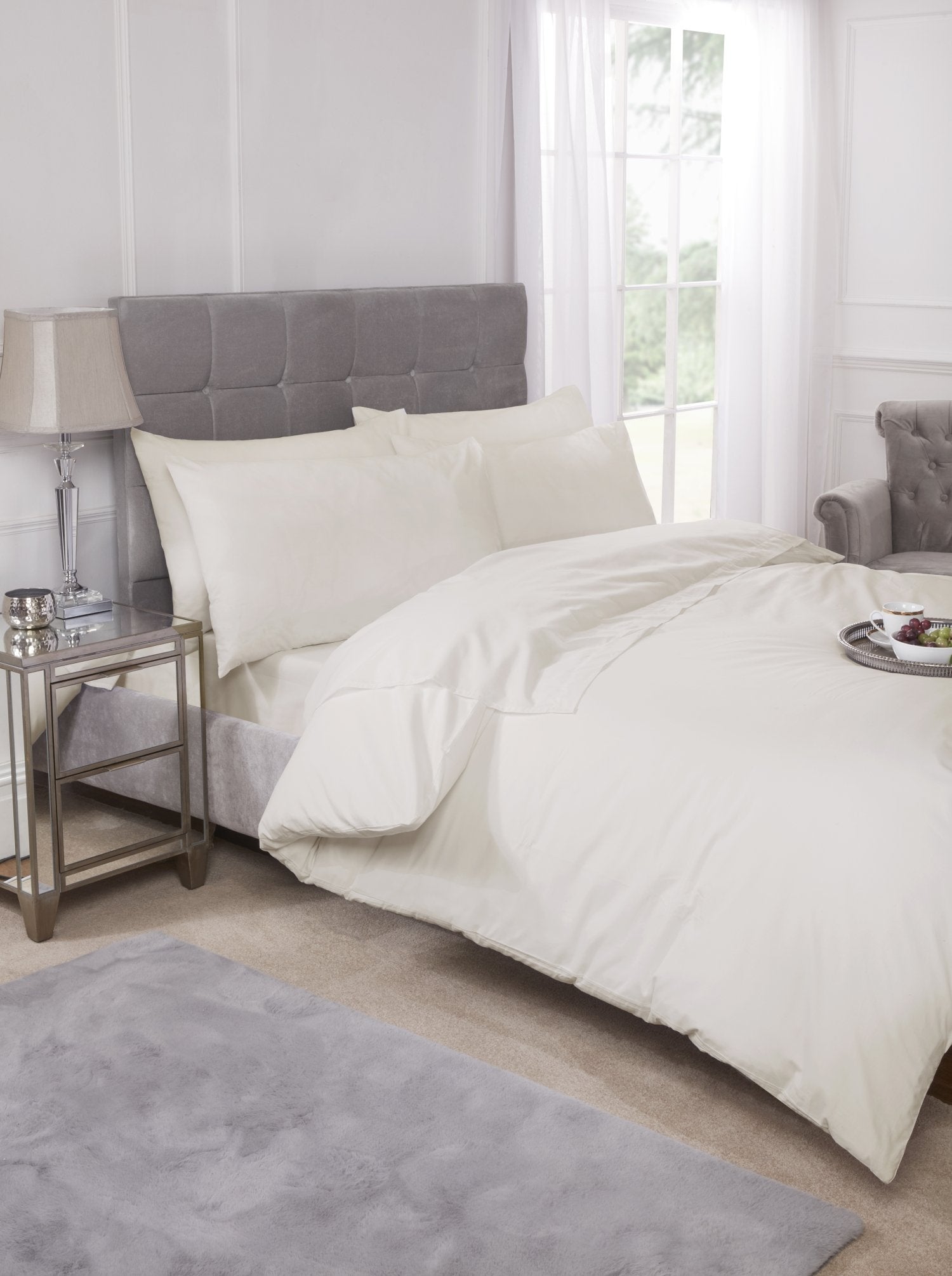 Pure Collection 180TC Percale Housewife Pillowcase Pair Ivory | Kumperi | 50x75cm | Easy Care 